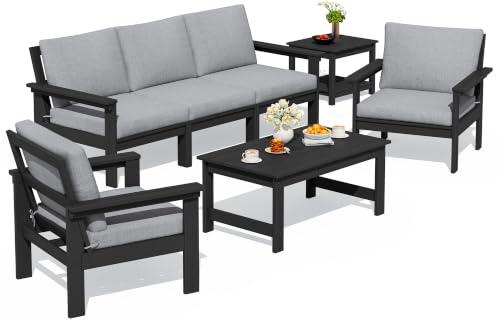 Image of SERWALL HDPE Outdoor Patio Furniture Set Outdoor Couch