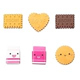 Luckious Niedliche Kawaii-Milchkeks-Radiergummis – Schulbedarf, kreatives Geschenk für Kinder, Studenten, 6 Stück