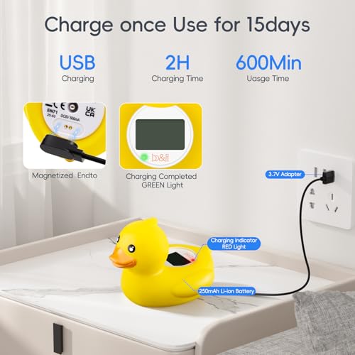 Image of b&h Baby Bath Thermometer - USB Rechargeable, Instant & Accurate Temperature Readings, Waterproof, Digital Water Temperature Monitor for Newborns & Toddlers (Classic Charging Duck)