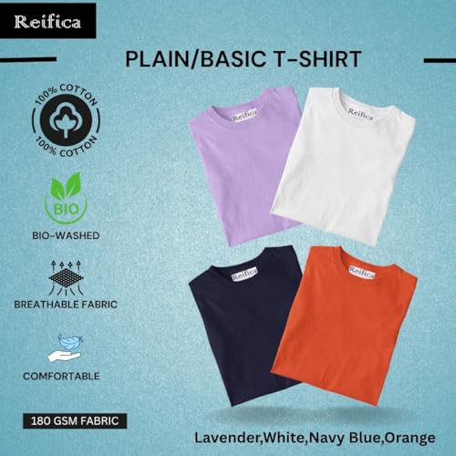 Image of Reifica Women's Plain Half Sleeve T-Shirt Combo Pack of 4