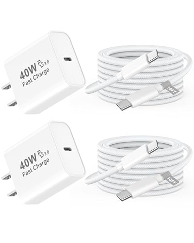 Chargeur USB C 40W rapide lot de 2 fiches secteur et câble long 3 mètres