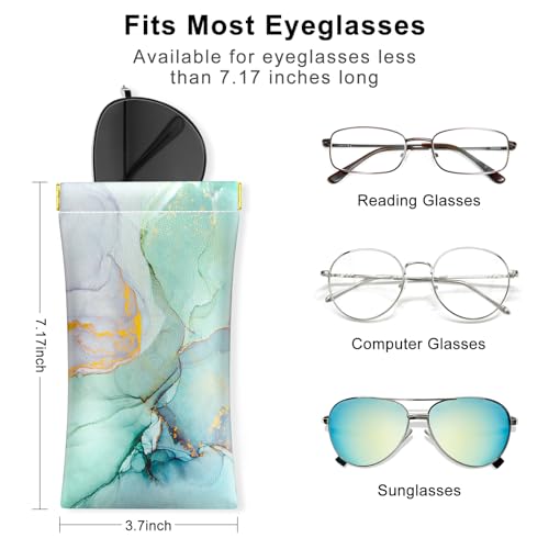 Image of 3 Pack Eyeglasses Pouch, Portable Squeeze Top Leather Sunglasses Pouch Spring Storage Glasses Case, Multi Marble