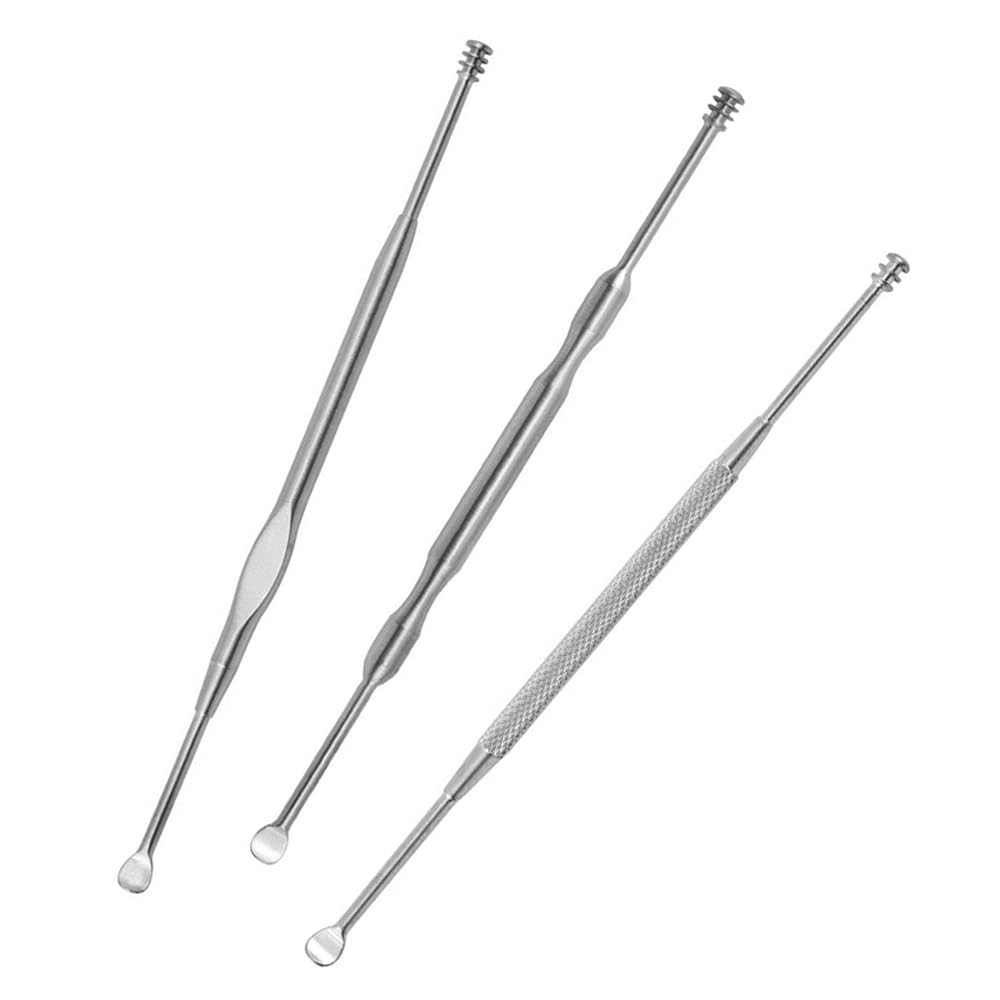 耳かき ステンレス製 みみかき スプーン 耳掃除 耳掻き かき出し 耳垢 ごっそり 子供用 お年寄り用 家庭用 携帯便利 丈夫 1本入 (シルバー3本)