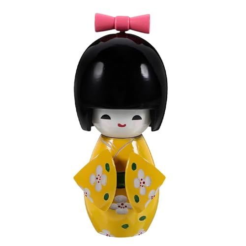 Image of Amosfun Japanese Kimono Doll Wooden Ornament for Home Offices