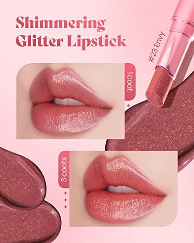 Amts Tinted Lip Balm-Envy | Hydrating Glitter Lipstick | Pearl Shimmering Daily Lip Makeup For Dry, Cracked, Chapped Lips | Korean Beauty Moisture Lip Tint #TOP2