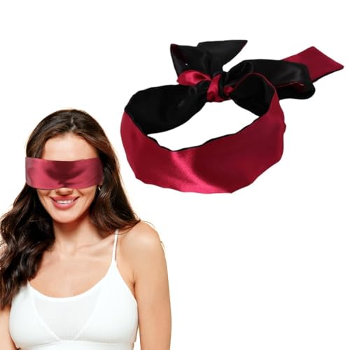 Benda giocattolo sessuale per coppie, maschera per gli occhi, benda giocattolo sessuale fetish, bellissimo regalo erotico per gli occhi, realizzato in raso, maschera per benda bondage, nero e rosso