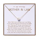 Mothers Day Gift to Amazing Mother in Law, Dainty Single Pearl Necklace for New Mother-in-law, Future Soon to be MIL on Wedding Day, Pre-wedding Gift for Mother of the Groom, Affirmation Gifts