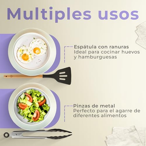 JUPPLIES Juego de Utensilios de Cocina de Silicona 12 Piezas con Mangos de Madera y Soporte Organizador – Set Antiadherente Resistente al Calor – Apto para Todas Las Ollas y Sartenes - Negro - imagen 5