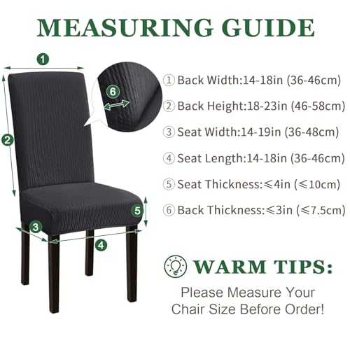 Sufdari Dining Room Chair Covers Set of 4, Dark Gray Non-Slip Spandex Kitchen Parsons Slipcovers for Dining Chairs, Hotel (Large) - Image 6