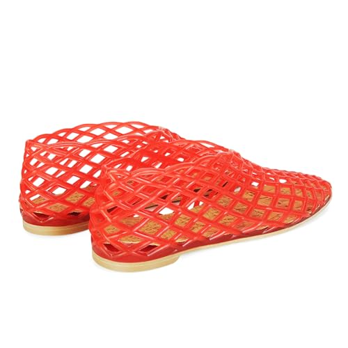 Image of Jelly Mesh Ballet Flats for Women Clear Hollow Jellies Flat Sandals Round Toe Slip On Beach Balleria Flat Shoes
