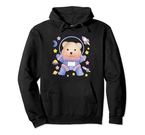 Lindo oso en el espacio astronauta niños niñas retro vintage Sudadera con Capucha