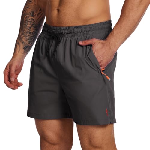 YOUPHYIMAI Badeshorts Herren Kurz Atmungsaktiv Schnelltrocknend Badehose Männer Elastisch Verstellbar Mit Tunnelzug Mesh...