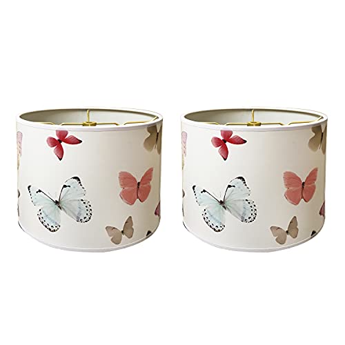 Image of Royal Designs, Inc. Trendy Decorative Handmade Drum Shade, Made in USA, 10in, HBC-8034-10-2, Butterflies - 2 Pk