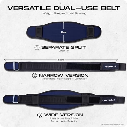 Image of Vector X Go Fit 6 Inch Weight Lifting Gym Belt Quick Locking Gym Belt Fitness Weightlifting Belt for Squats, Weightlifting and Strength Training (Navy, XL)