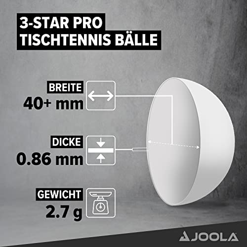 Joola 3-Star Pro Table Tennis Balls 40+Mm Diameter, 3-Star Premium Table Tennis Balls Indoor And Outdoor Compatible, White, Pack Of 12 #TOP2
