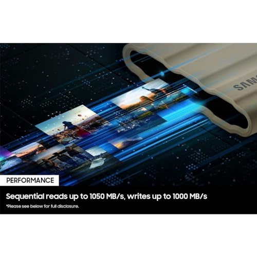 Image of Samsung MU-PE4T0S /AM T7 4TB Shield Portable SSD, USB 3.2, Black Bundle with Hard Shell Case & Converter Adapter Type C Adapter, Type-C USB C Female to USB2.0 USB 2.0 A Male