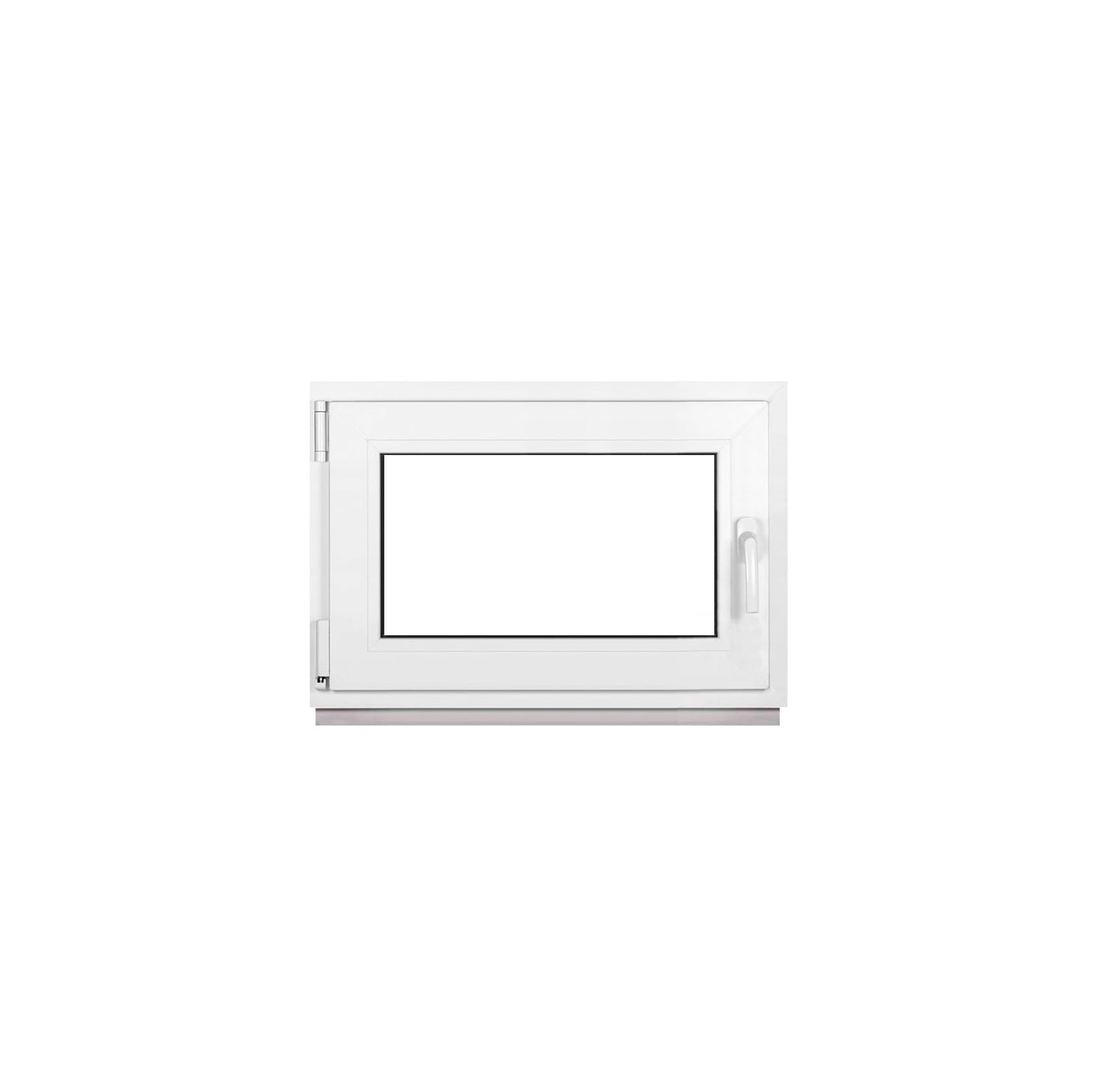 Framex Finestra in Plastica Bianca Larghezza x Altezza 85 x 55 cm (850 x 550 mm) Doppi Vetri (32 mm), Anta-Ribalta, Girevole DIN Sinistra – Premium