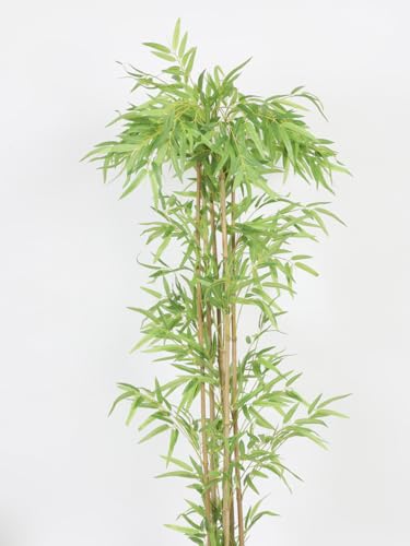 Image of Artificial Bamboo Plant with Pot, 160 cm (5.2 Ft) Tall, Realistic Faux Bamboo Tree for Home Decor, Indoor Decorative Plant for Living Room, Office, Bedroom & Reception