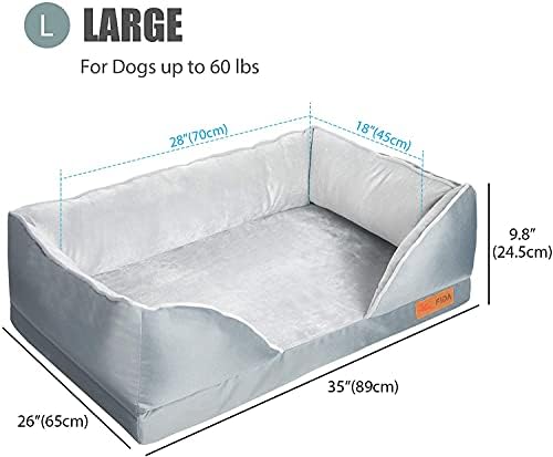 Fida Premium Dog Bed Orthopaedic Memory Foam Washable, Oxford Fabric Cover, 89 x 65 CM for Large Dogs, Eases Pet Arthritis & Hip Dysplasia Pain, Therapeutic & Supportive
