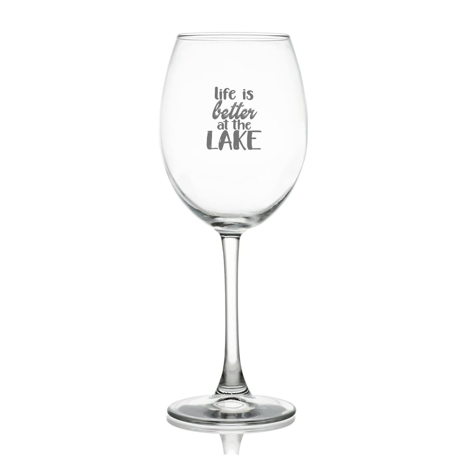 Life is Better at The Lake Engraved Crystal Red Wine Glasses, Crystal Clear Star Glass Laser Cut Rim for Wine Tasting, Elegant Party Drinking Glassware, 17 OZ
