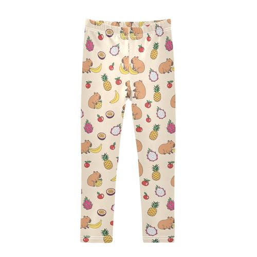 Girls Leggings Size 4T Capybara Fruits Beige Breathable Stretchy Tights Girl Yoga Pants for Workout Dance