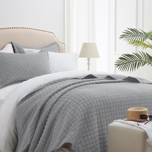 SunStyle Home Twin Quilt Set, Lightweight Bedding Bedspreads,Light Grey