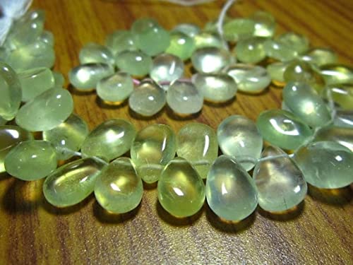 Prehnite briolette poire lisse de qualité supérieure pour colliers et parures