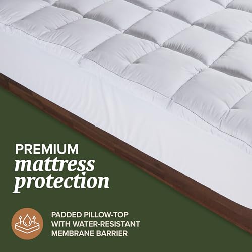 Image of Beckham Hotel Collection Queen Size Mattress Pad (Extra Padded) & Protector Hybrid - Quilted Pillow Top Mattress Cover - Thick, Plush, Fitted Mattress Topper for Bed