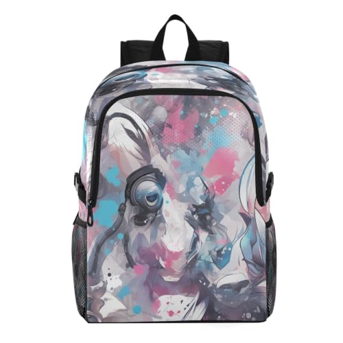 Sac à dos de randonnée pliable pour vos escapades | Design aquarelle lapin abstrait chic