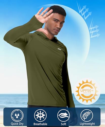 Men’s UV Sun Hoodie Athletic Fishing Shirts Ultra Lighweight Long Sleeve Quick Dry for Hiking Running Workout3