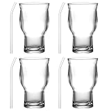 Gin Gläser mit Glasstrohhalm, 510 ML Große Cocktailgläser, Ergonomische Form Glass, Wassergläser...