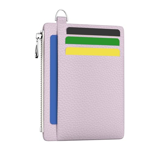 Image of Hancynir Minimalist Small Wallet Women Credit Card Holder, RFID Blocking Slim Mini Card Wallets Cute Front Pocket PU Leather Card Case Thin Travel Zipper Coin Cash Ladies Female Wallet Gifts