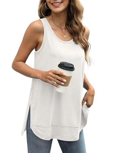 WIHOLL Plus Size Tank Tops for Women Loose Fit Fashion 2026 Ovesized Sleeveless Tops Spring Clothes Summer Womens Clothing White 2XL