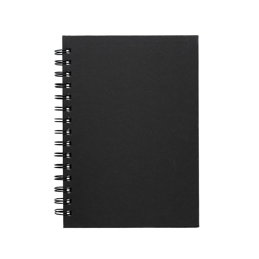 Hawksbill A5 Black Sketchbook 40 Sheets / 80 Pages Hardcover Sketch Book Spiral Bound 150GSM Sketchpad Premium Catridge Paper for Home Uni College School & Office Use