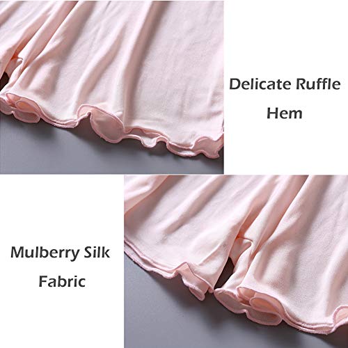 Zylioo Mulberry Silk Knit Pettipants Ultra Thin Stretch Seamless Undershorts Leggings Underwear Safety Pants White US M