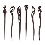 6 Stück Haarstäbchen aus Holz, Holz Haarspangen, Vintage Chinesische Haarnadel, Chinesischer Stil Haarstäbchen, Frauen Haarstäbchen, für Damen und Mädchen (Braun)