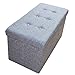 Style home Sitzbank Sitzhocker mit Stauraum, Faltbare Fußablage Sitztruhe Aufbewahrungsbox, belastbar bis 300kg, aus Leinen, 76 * 38 * 38 cm, 2676-18 (Grau)