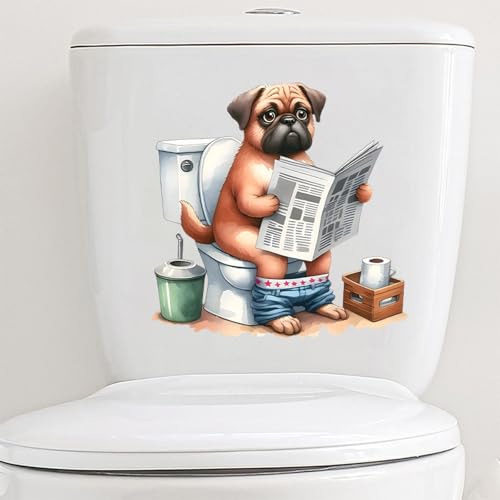 Vinilo decorativo adhesivo perro pug acuarela para baño miniatura 3