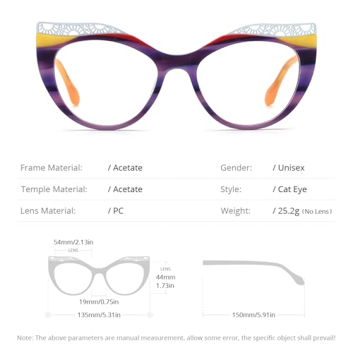 Image of HEPIDEM Multicolor Acetate Glasses Frame Women Cat Eye Eyeglasses Men Optical Spectacles 9291