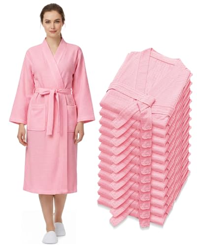 Image of Panitay Women's Waffle Knit Robes Thin Spa Bath Robe Bulk Hotel Lightweight Commercial Soft for House Shower Party