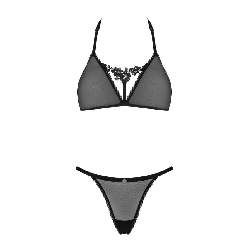 Soutien-gorge et string Celia Obsessive noir en XS/S pour vos soirées