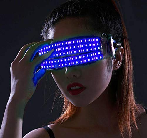 LEDグラス、LEDパーティーグラスLEDサングラスライトアップメガネ充電式点滅シャッターネオングローインググラスナイトクラブ、DJ、コンサート、ハロウィーン、誕生日パーティー用バッテリー (青い)