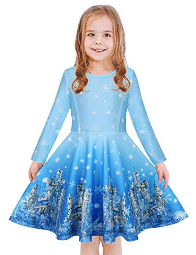LaBeca Big Girls Printed Casual Party Twirly Longsleeve Dress Frozen Castle Fall XXL LaBeca Big Girls Printed Casual Party Twirly Longsleeve Dress Frozen Castle Fall XXL