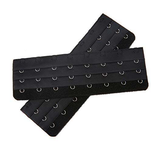 YUPPIE TONE Frauen-BH Verlängerung Extender Rückenteil-Extender mit 8 Hake Breite 1 Paar Schwarz Cover