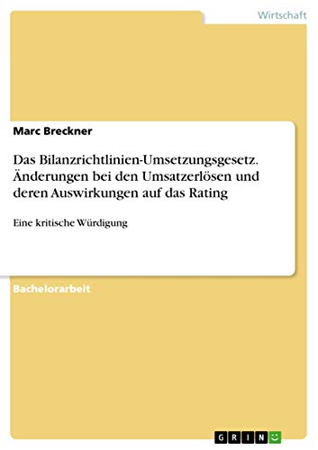 Das Bilanzrichtlinien-Umsetzungsgesetz. Änderungen bei den Umsatzerlösen und deren Auswirkungen auf das Rating: Eine kritische Würdigung (German Edition)