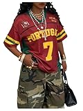 RoseSeek Women's Number Print Mesh Jersey Shirt Color Block V Neck Short Sleeve Football T-Shirt Red Yellow X-Large Plus