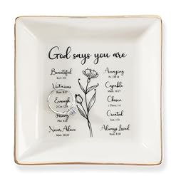 HOME SMILE Ceramic Ring Dish Jewelry Tray for Mom Sister Friends