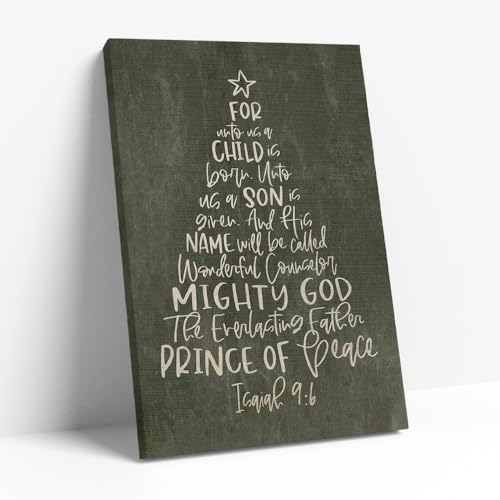 Bliruns Unto Us A Child Is Born Green Linen Canvas