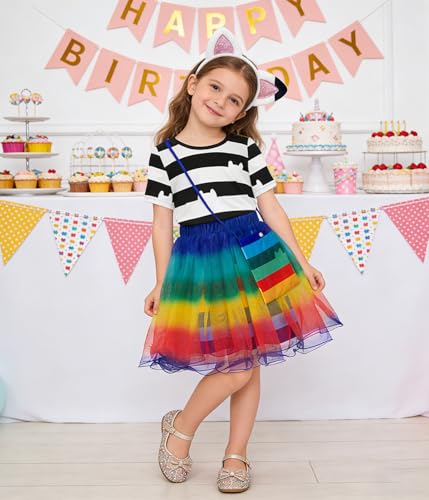 Vestido de princesa tutú arcoíris para niñas 3-8 años miniatura 6
