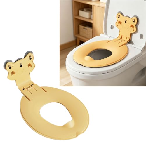 Wipe-Down Toilet Cover for Travel Restroom Visits, Foldable PVC Seat Pad, Cartoon Panel, Potty Training Helper Toilet Seat Cover Toddler Potty Training
